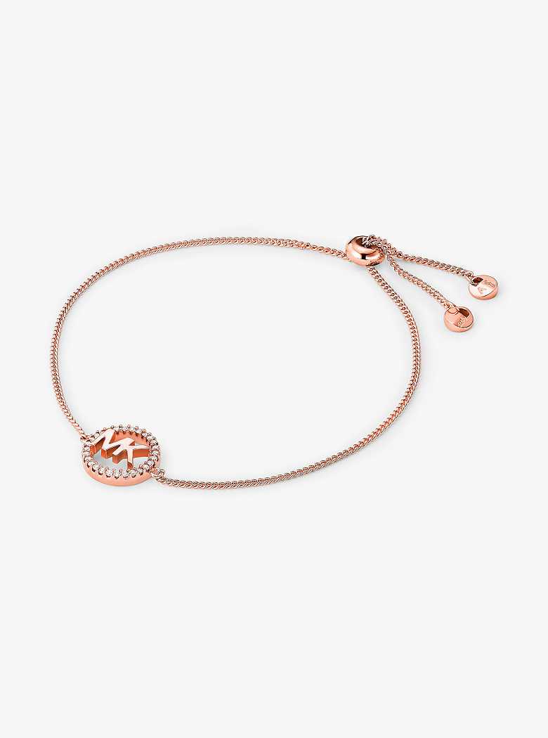 Michaelkors Precious Metal-Plated Sterling Silver Logo Slider Rosa Douradas | SN-MK27731