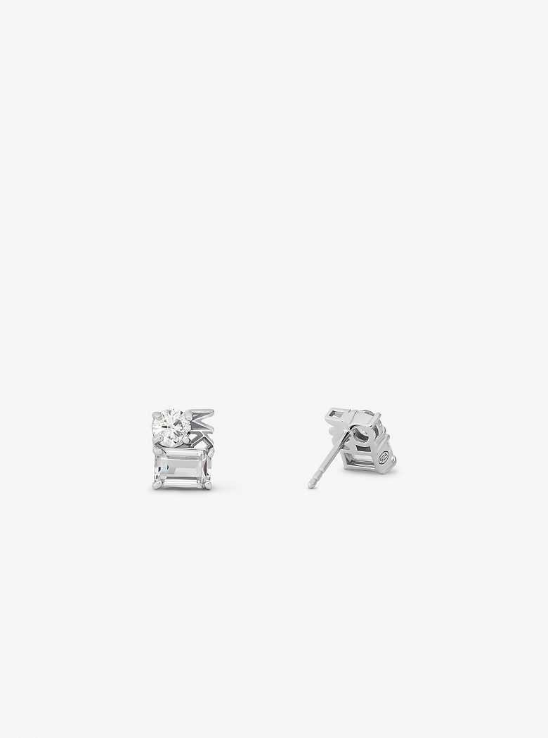 Michaelkors Precious Metal-Plated Sterling Silver Logo Stud Prateadas | SN-MK27752