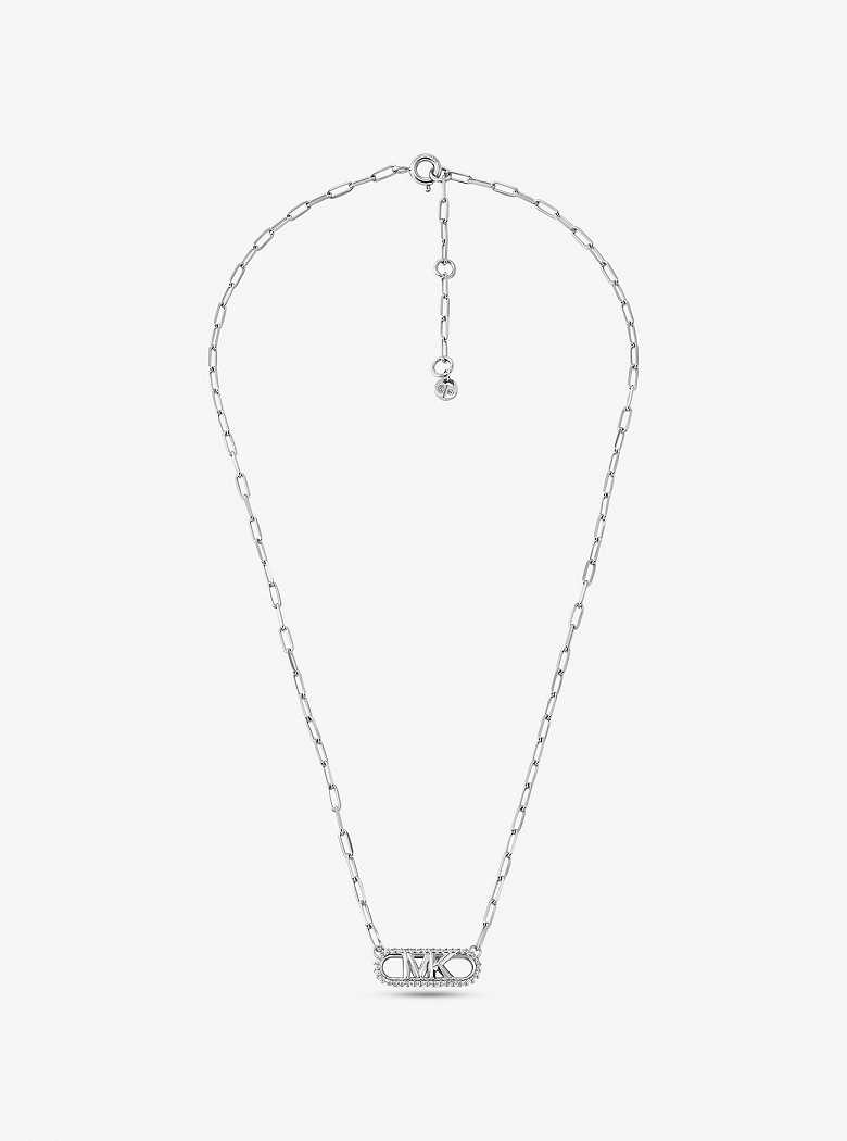 Michaelkors Precious Metal-Plated Sterling Silver Empire Logo Chain Link Prateadas | SN-MK27792