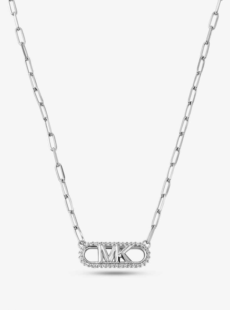 Michaelkors Precious Metal-Plated Sterling Silver Empire Logo Chain Link Prateadas | SN-MK27792