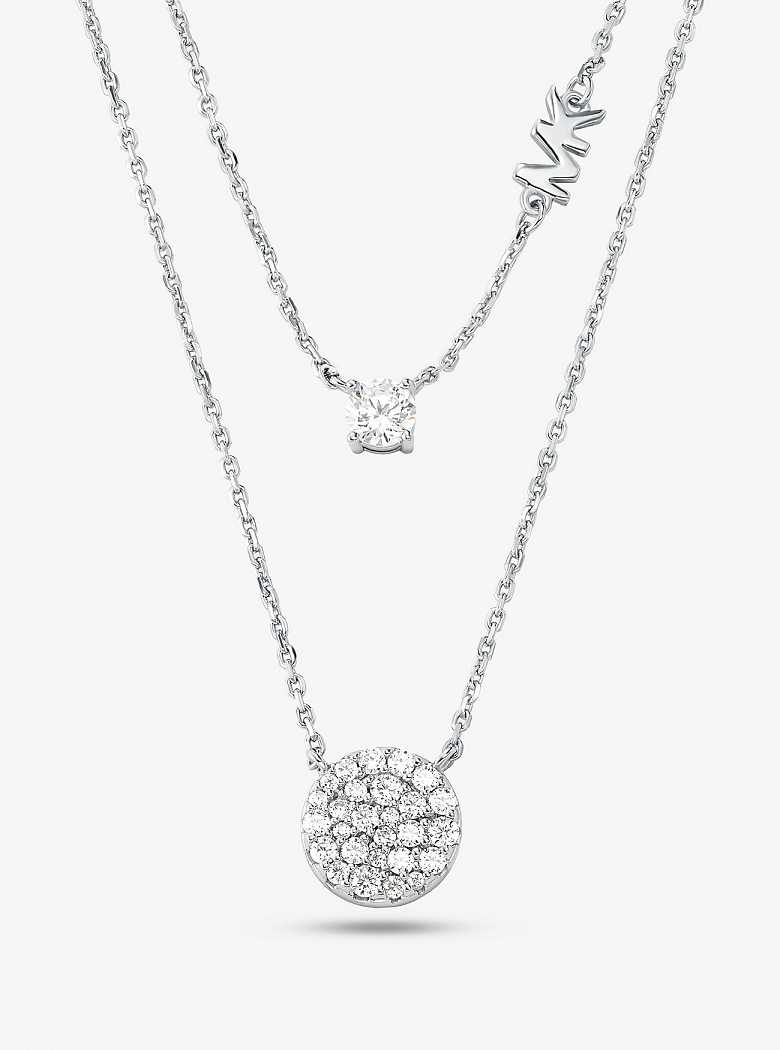 Michaelkors Precious Metal-Plated Sterling Silver Pavé Disc Layering Prateadas | SN-MK27807