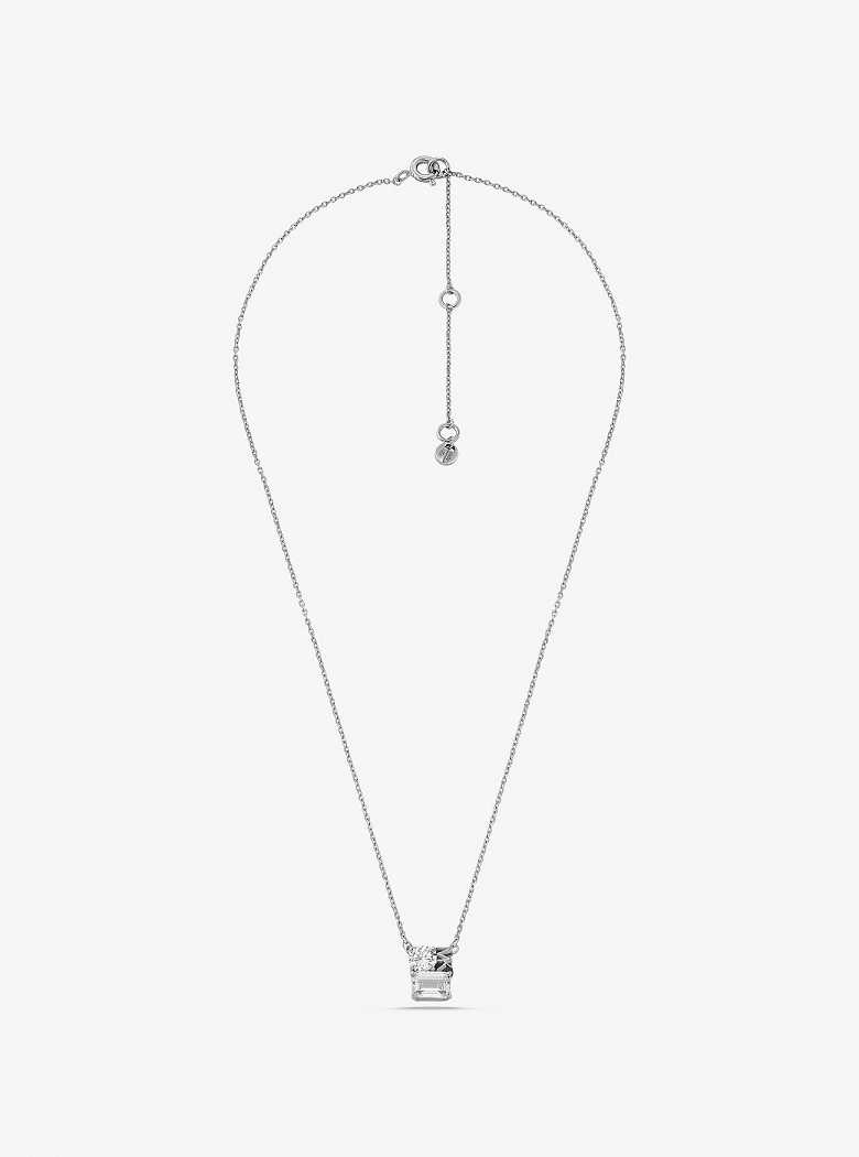Michaelkors Precious Metal-Plated Sterling Silver Pavé Logo Prateadas | SN-MK27808