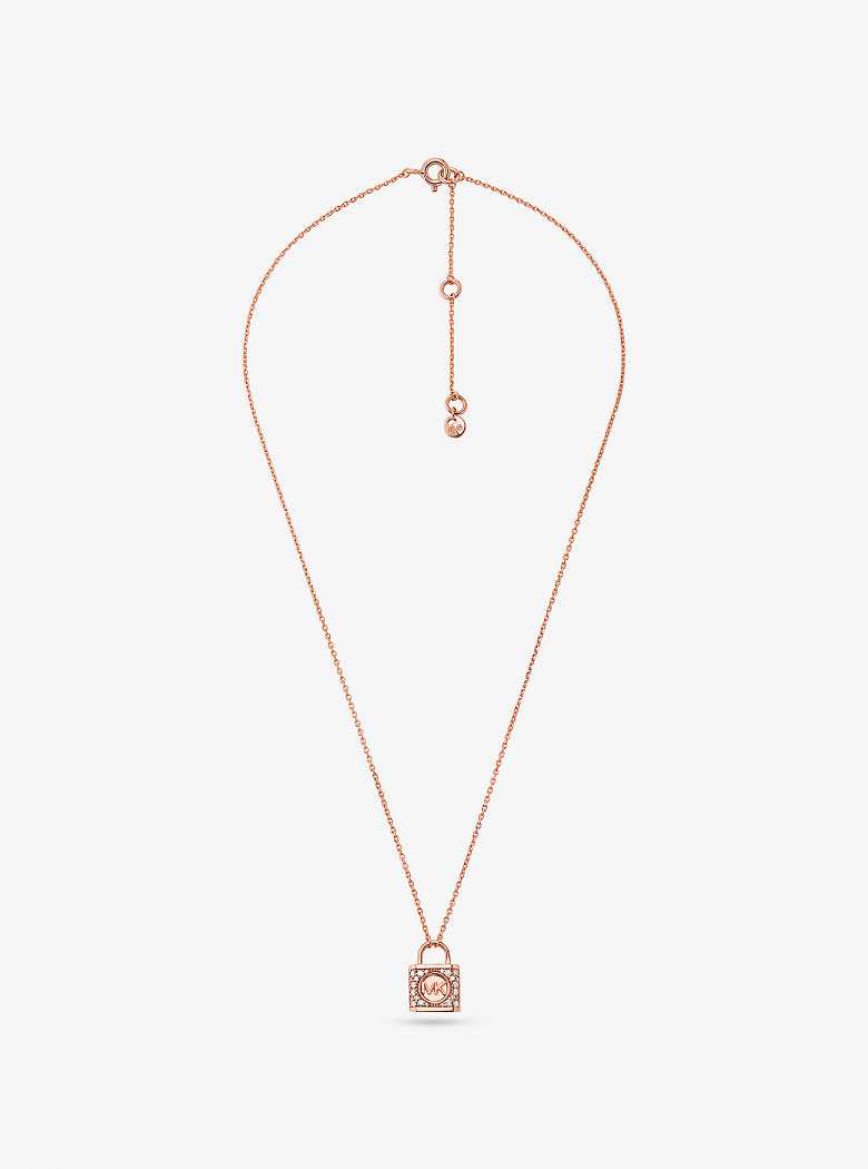 Michaelkors Precious Metal-Plated Sterling Silver Pavé Lock Rosa Douradas | SN-MK27822