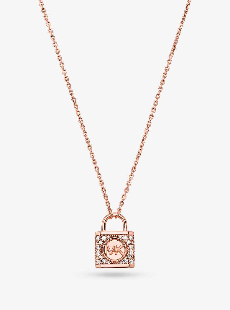 Michaelkors Precious Metal-Plated Sterling Silver Pavé Lock Rosa Douradas | SN-MK27822