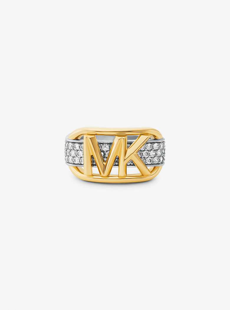 Michaelkors Precious Metal-Plated Sterling Silver Pavé Empire Logo Douradas | SN-MK27835