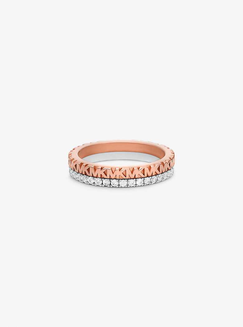 Michaelkors Precious Metal-Plated Sterling Silver Pavé Logo Rosa Douradas | SN-MK27837