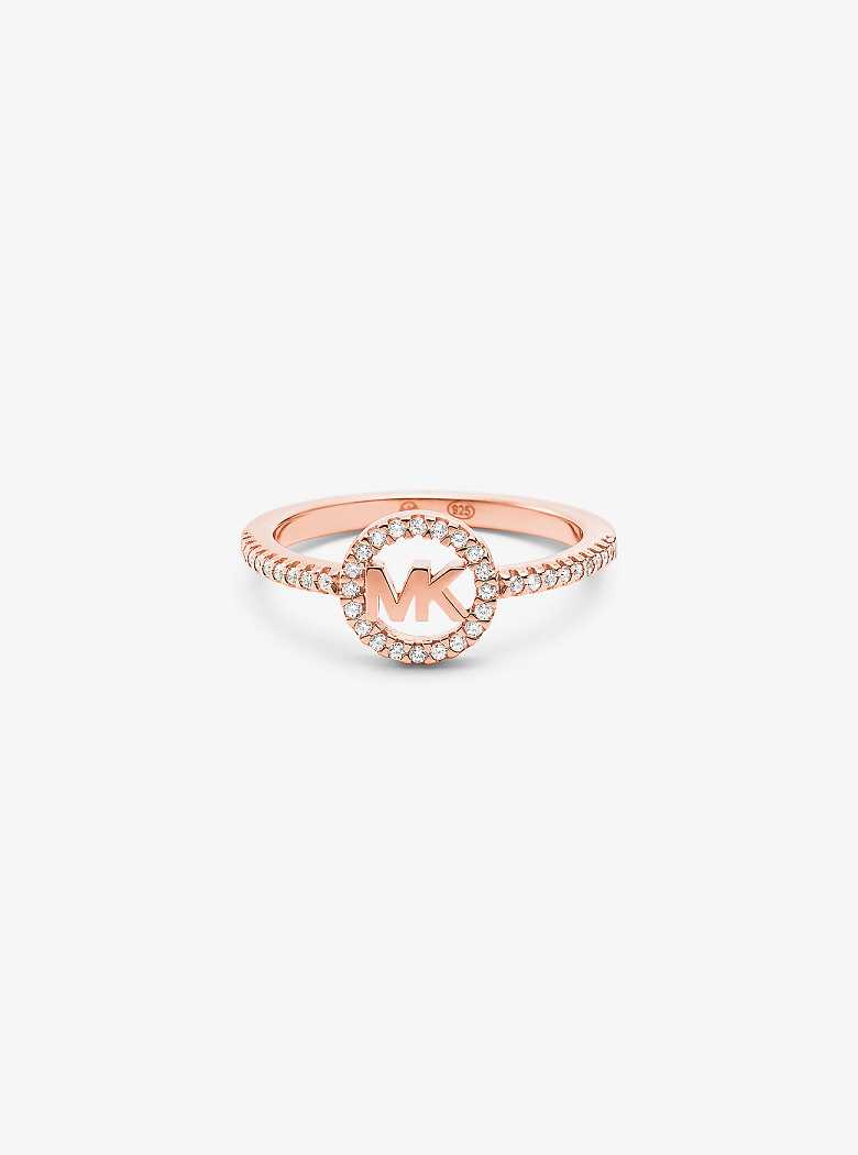 Michaelkors Precious Metal Plated Sterling-Silver Logo Rosa Douradas | SN-MK27838
