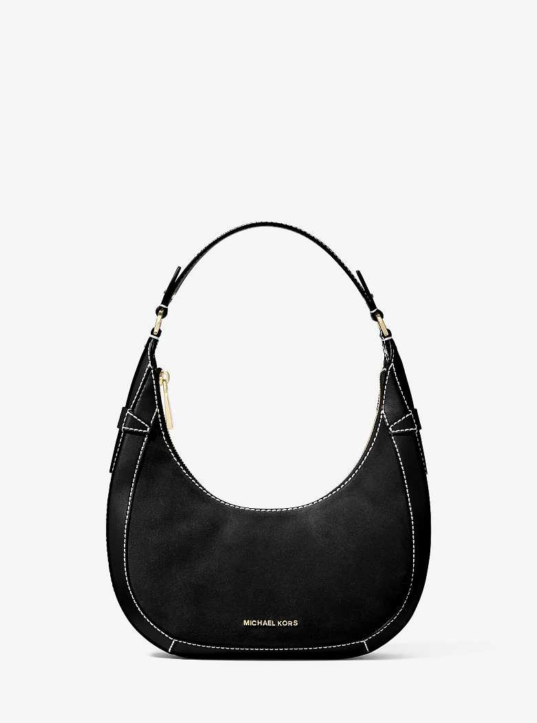 Michaelkors Preston Small Suede Crescent Pretas | SN-MK27064