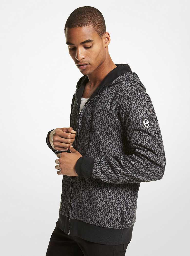 Michaelkors Reversible Logo Cotton Blend Zip-Up Pretas | SN-MK27969