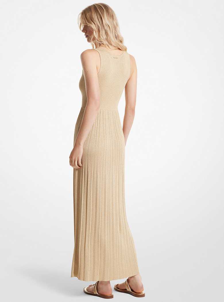 Michaelkors Ribbed Metallic Knit Flounce Tank Douradas | SN-MK26761