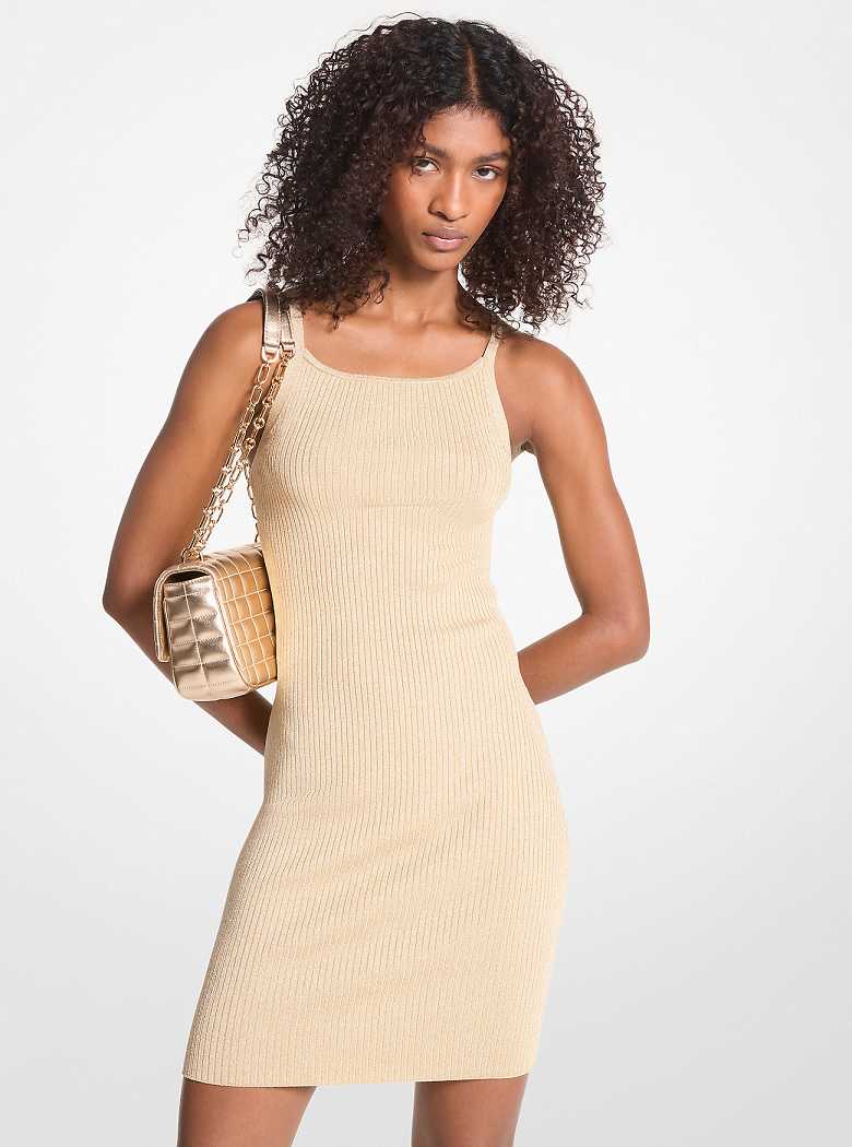 Michaelkors Ribbed Metallic Stretch Knit Tank Douradas | SN-MK26684