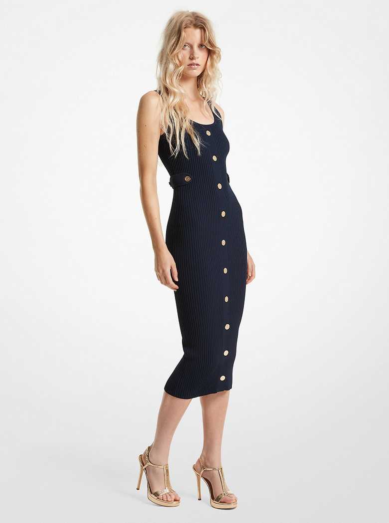 Michaelkors Ribbed Stretch Knit Midi Azuis | SN-MK26701