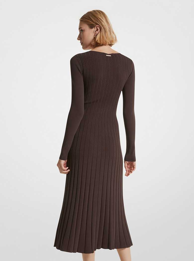 Michaelkors Ribbed Stretch Knit Ring Midi Chocolate | SN-MK26760