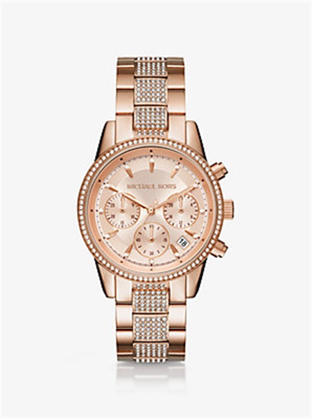 Michaelkors Ritz Pavé Rose Gold-Tone Watch Rosa Douradas | SN-MK28389