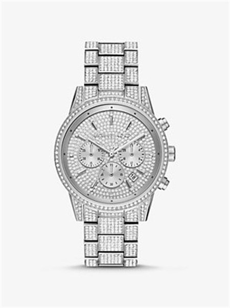 Michaelkors Ritz Pavé Silver-Tone Watch Prateadas | SN-MK28419