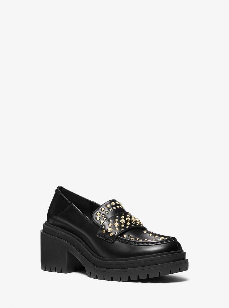 Michaelkors Rocco Astor Studded Leather Pretas | SN-MK27653