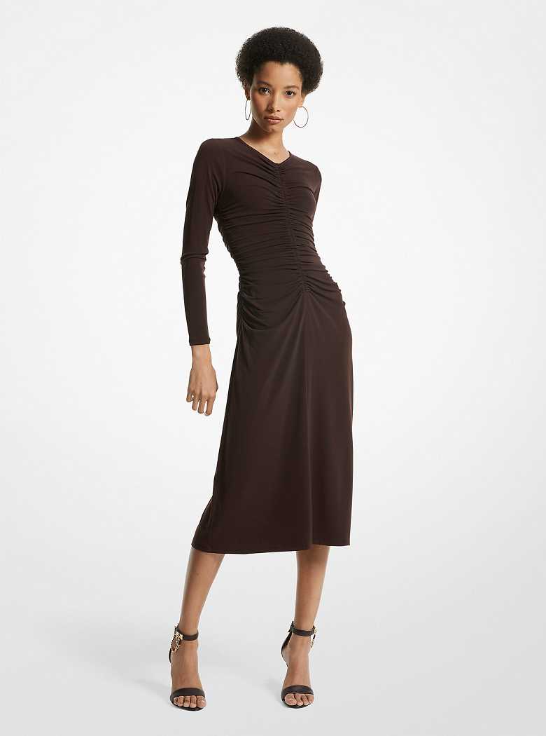 Michaelkors Ruched Matte Jersey Chocolate | SN-MK26702