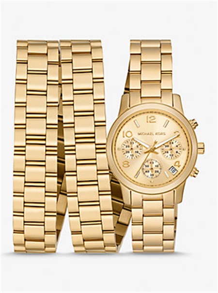 Michaelkors Runway 18K Gold-Plated Stainless Steel Triple Wrap Watch Douradas | SN-MK28362