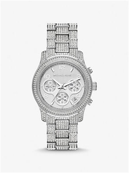Michaelkors Runway Pavé Silver-Tone Watch Prateadas | SN-MK28324
