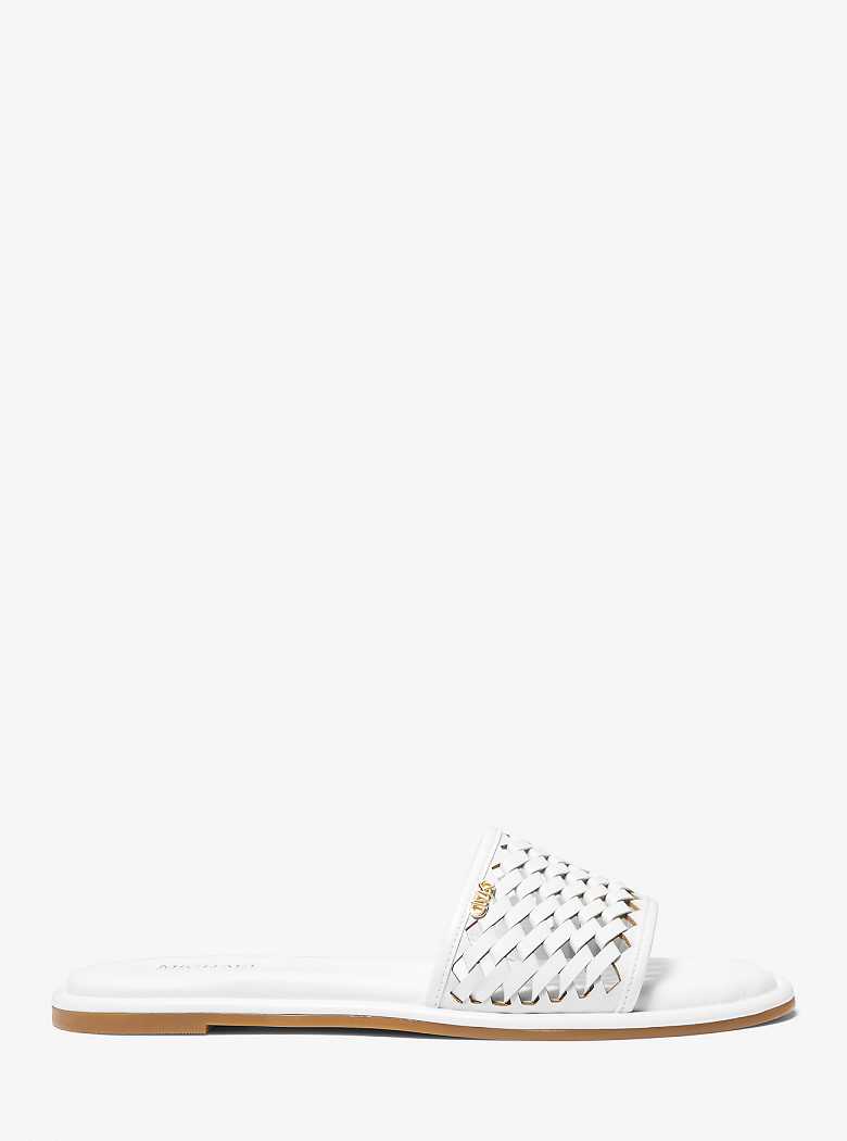 Michaelkors Saylor Hand-Woven Leather Branco | SN-MK27621