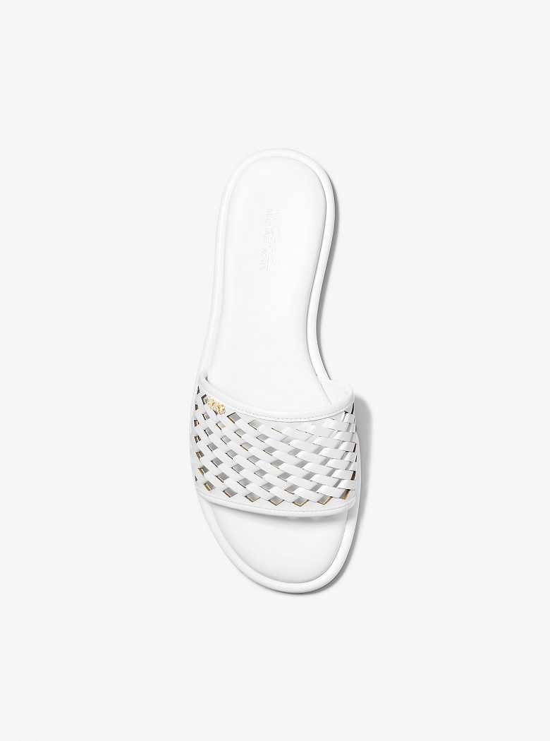 Michaelkors Saylor Hand-Woven Leather Branco | SN-MK27621