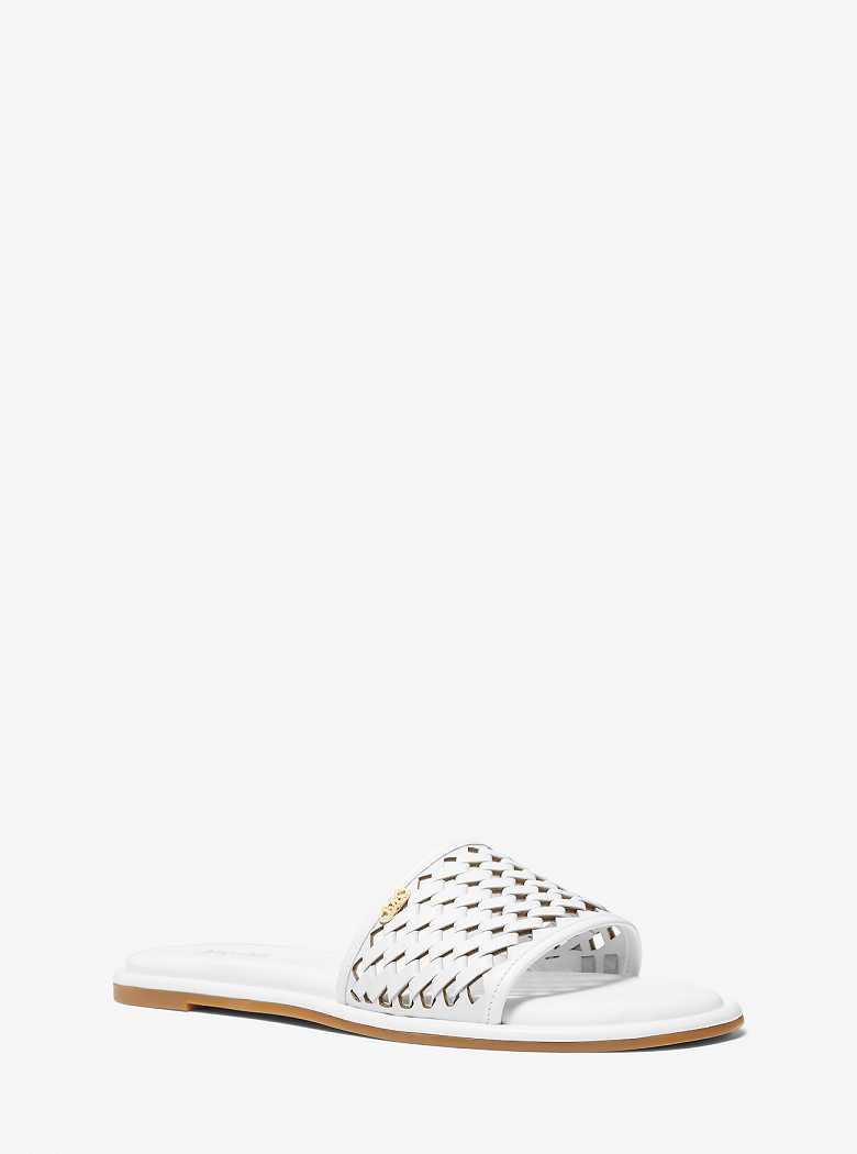 Michaelkors Saylor Hand-Woven Leather Branco | SN-MK27621