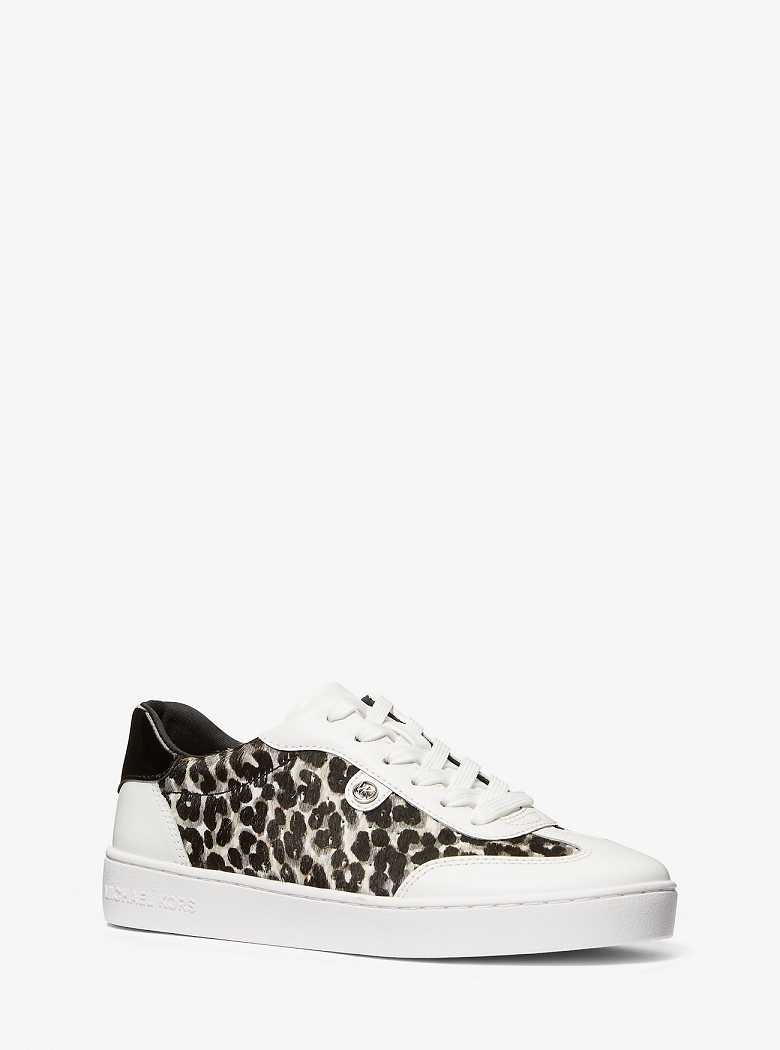 Michaelkors Scotty Leopard Print Calf Hair Pretas | SN-MK27402