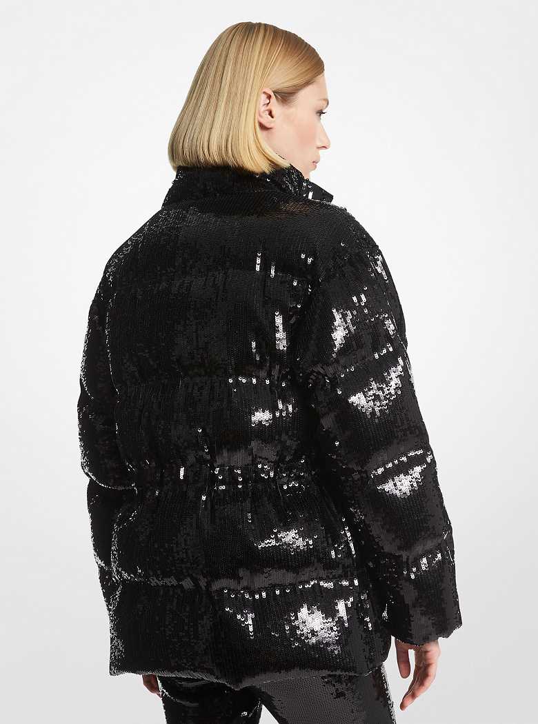 Michaelkors Sequined Ciré Quilted Pretas | SN-MK26607