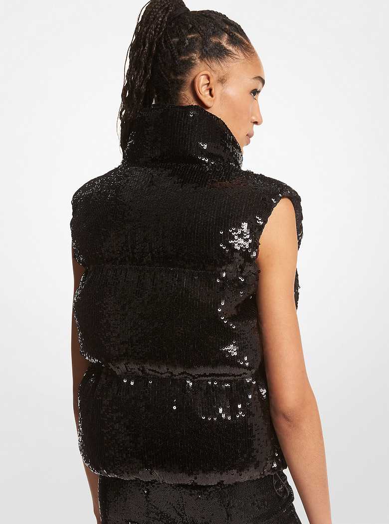 Michaelkors Sequined Ciré Quilted Pretas | SN-MK26644