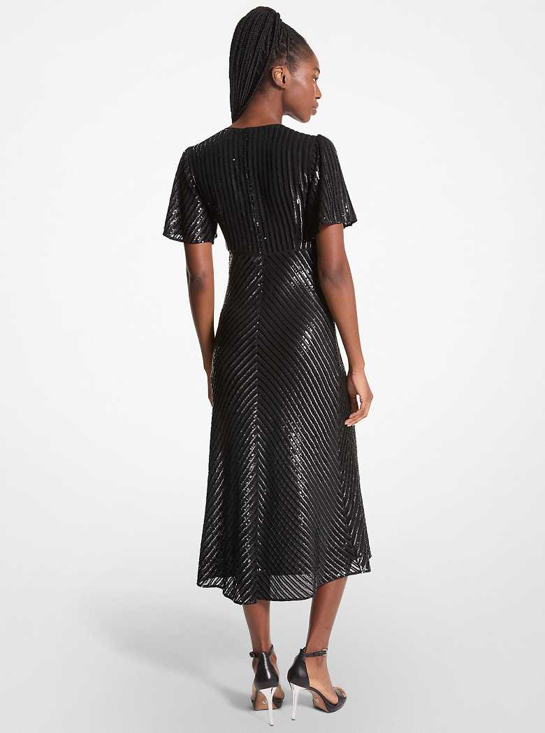 Michaelkors Sequined Georgette Midi Pretas | SN-MK26753
