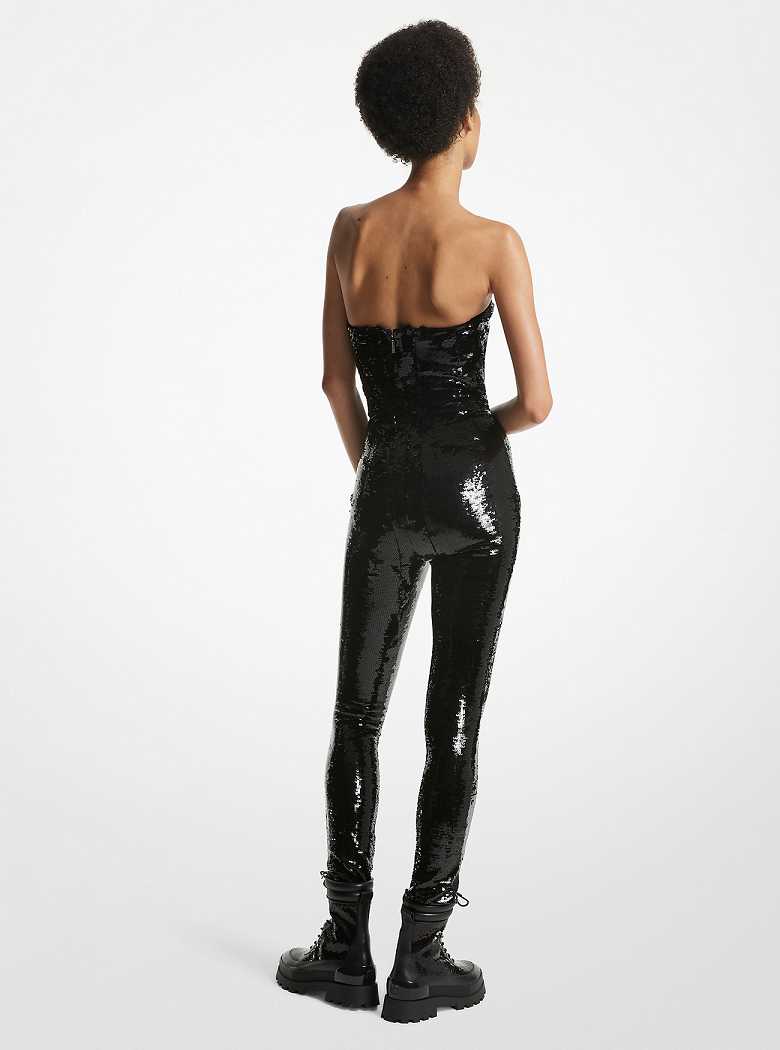 Michaelkors Sequined Strapless Pretas | SN-MK26715