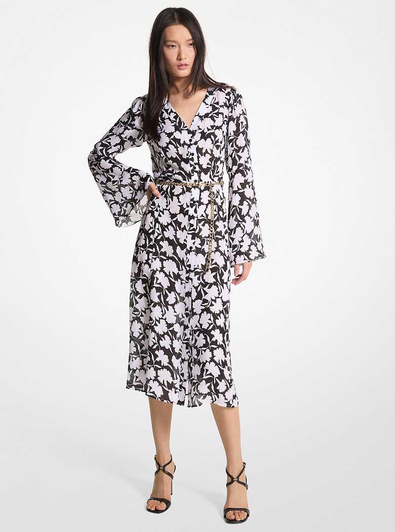 Michaelkors Shadow Floral Georgette Pretas Branco | SN-MK26773