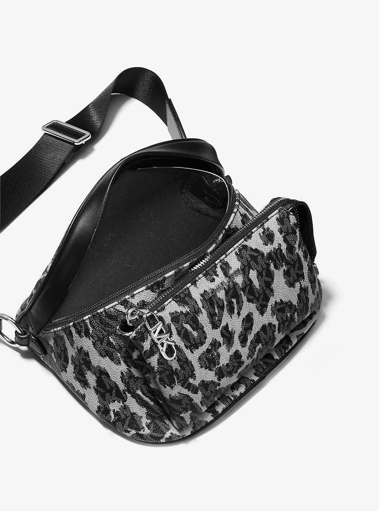 Michaelkors Slater Medium Leopard Logo Pretas | SN-MK27198