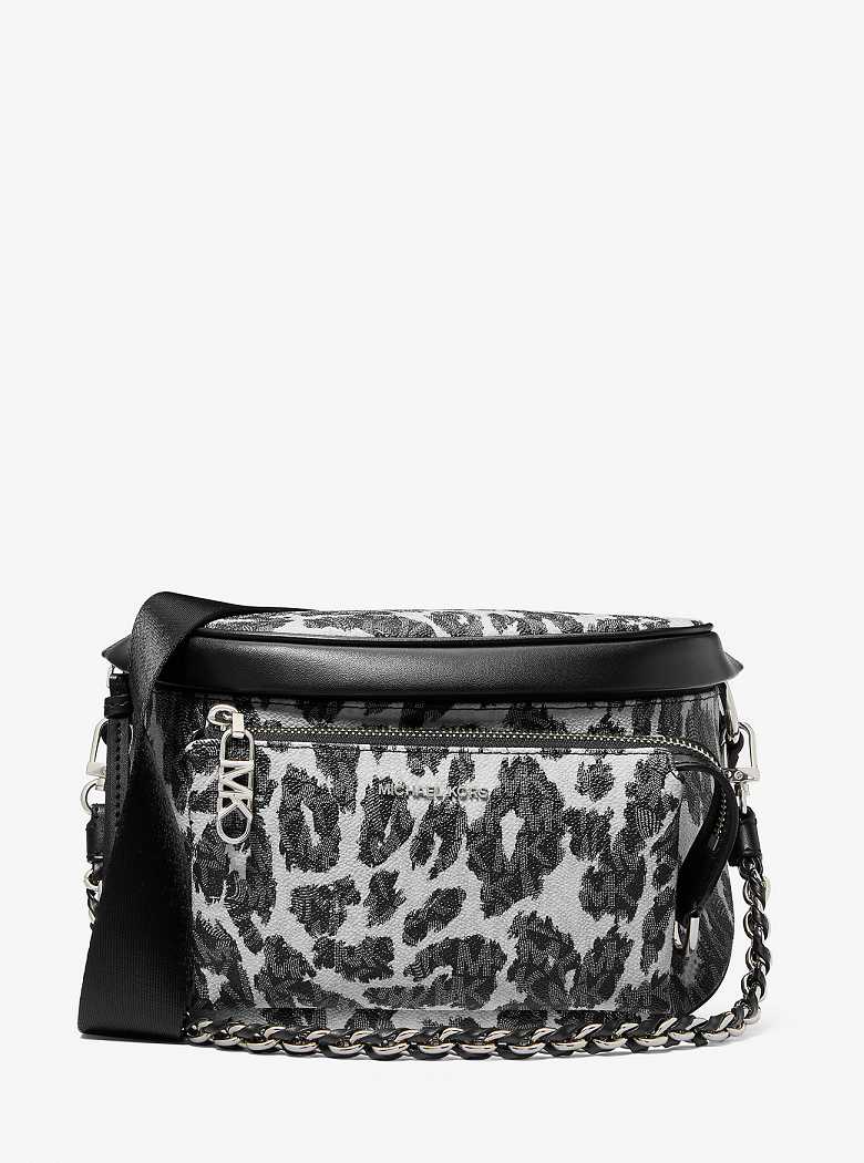 Michaelkors Slater Medium Leopard Logo Pretas | SN-MK27198