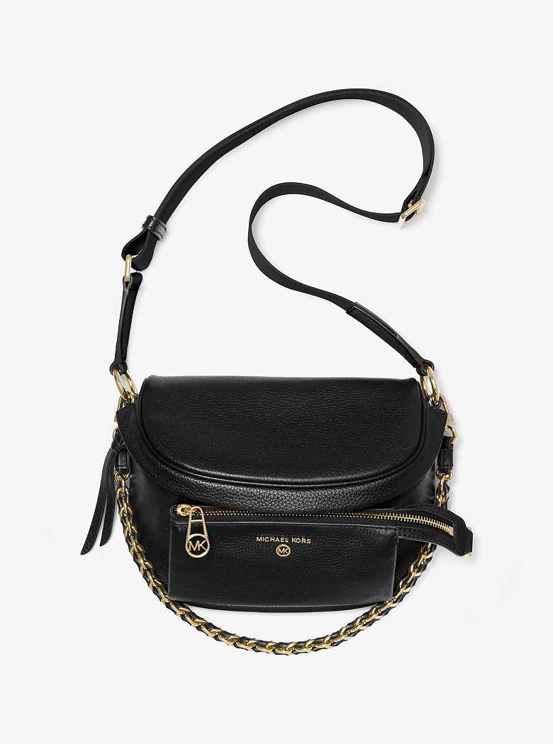Michaelkors Slater Medium Pebbled Leather Pretas | SN-MK27169