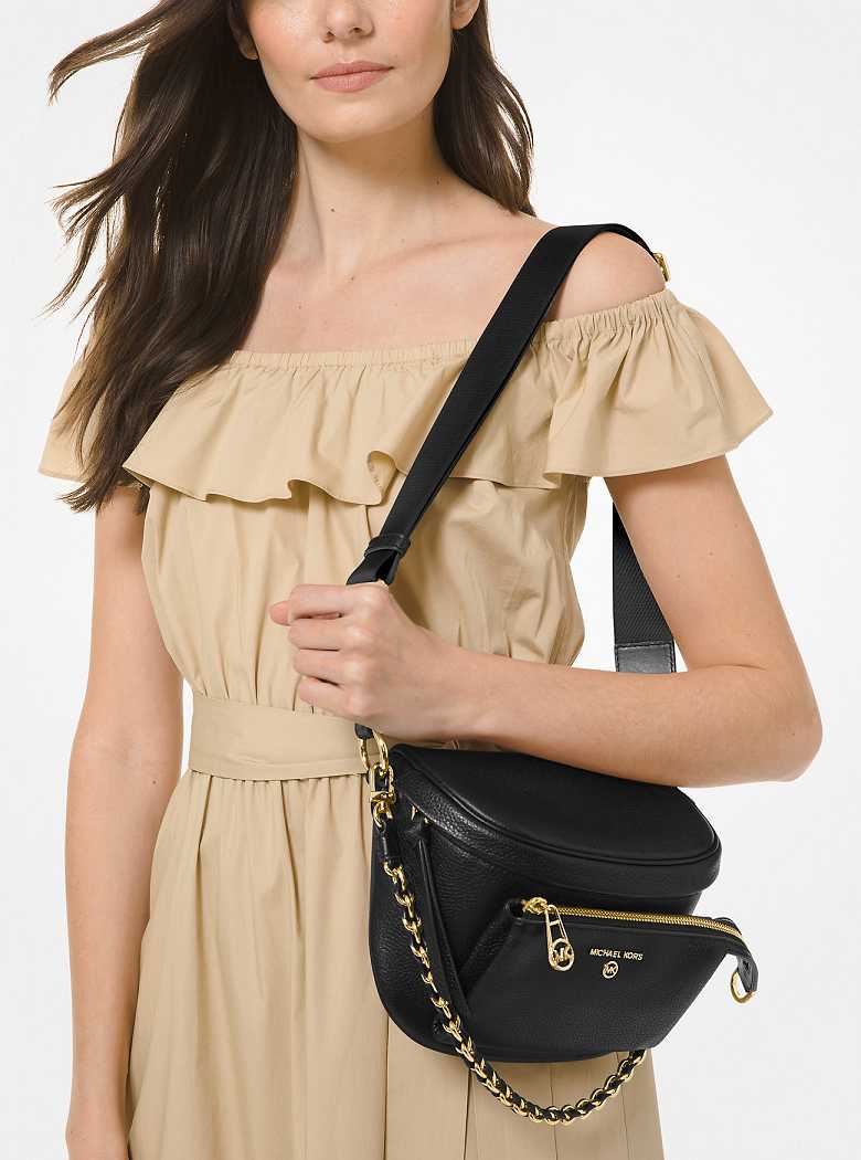 Michaelkors Slater Medium Pebbled Leather Pretas | SN-MK27169
