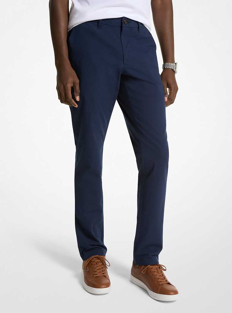 Michaelkors Slim-Fit Seersucker Azuis | SN-MK28012