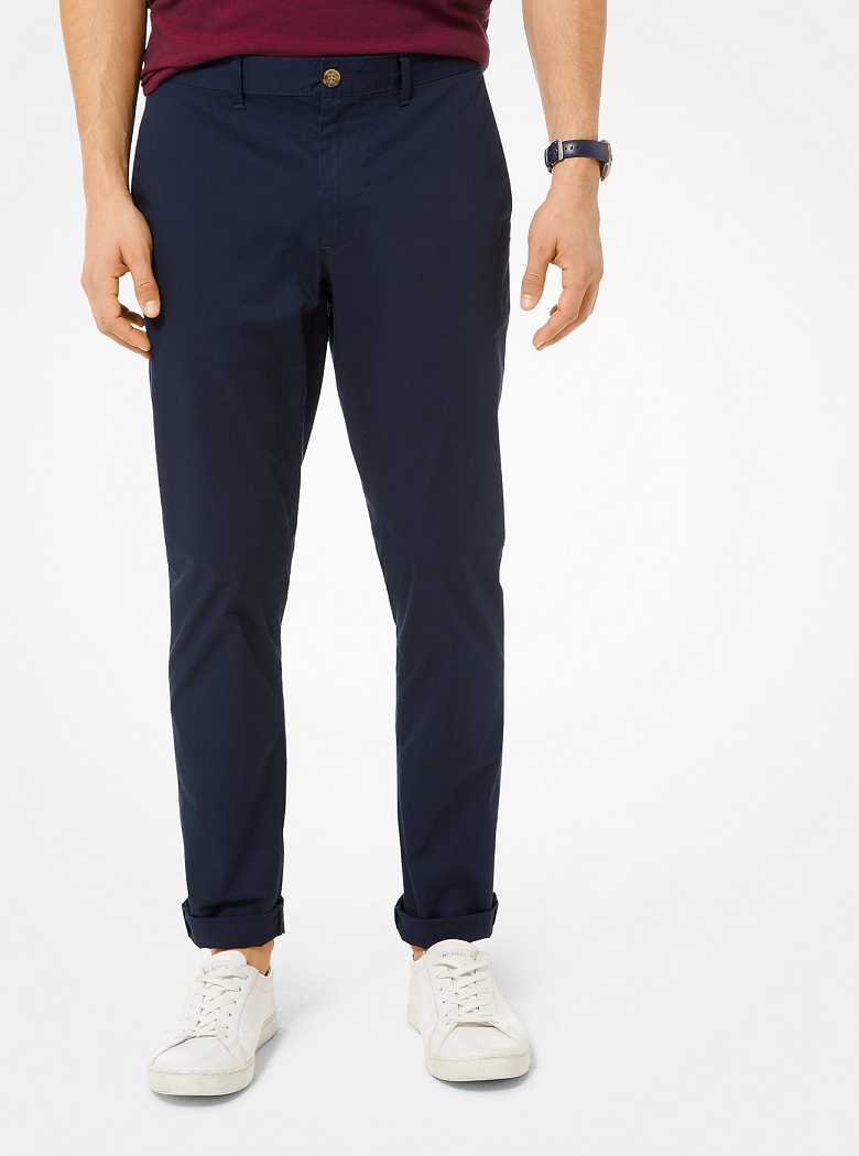 Michaelkors Slim-Fit Washed Poplin Chinos Azuis | SN-MK28037