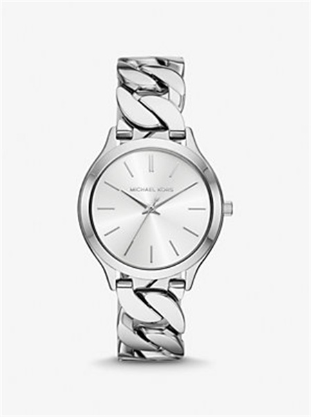 Michaelkors Slim Runway Silver-Tone Curb-Link Watch Prateadas | SN-MK28410