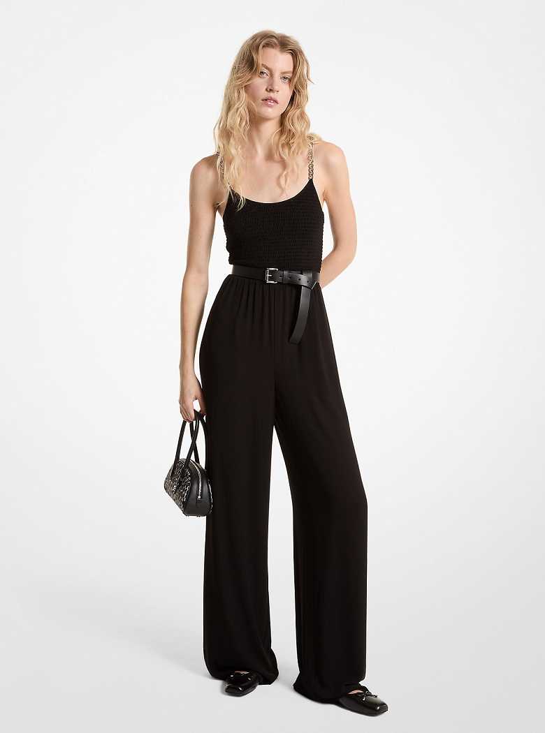Michaelkors Smocked Georgette Chain Pretas | SN-MK26766