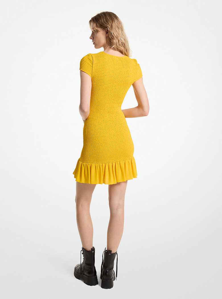 Michaelkors Smocked Georgette Mini Amarelas | SN-MK26647