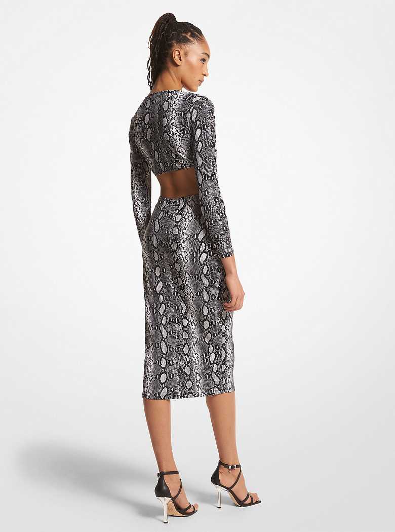 Michaelkors Snake Print Matte Jersey Cutout Pretas | SN-MK26748
