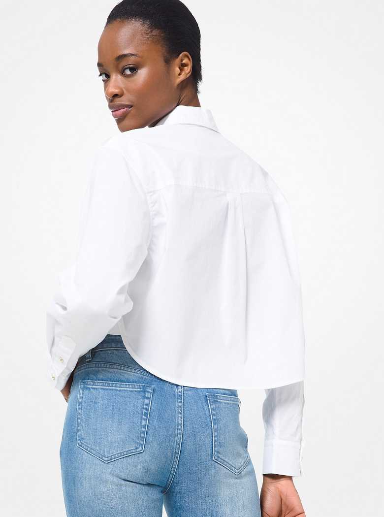 Michaelkors Stretch Cotton Poplin Cropped Shirt Branco | SN-MK26510
