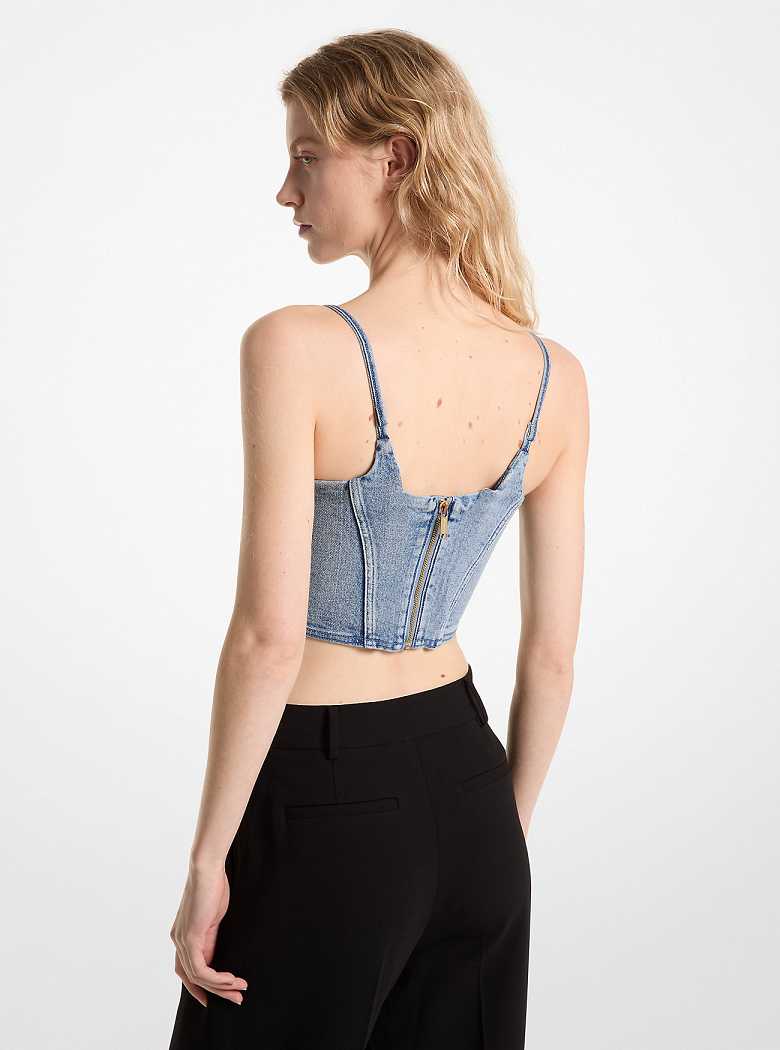 Michaelkors Stretch Denim Bustier Top Azuis Azul Claro | SN-MK26532