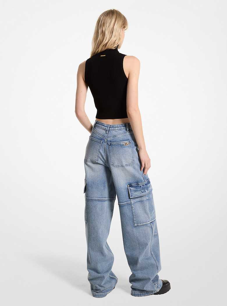 Michaelkors Stretch Denim Wide-Leg Cargo Azuis Azul Claro | SN-MK26563