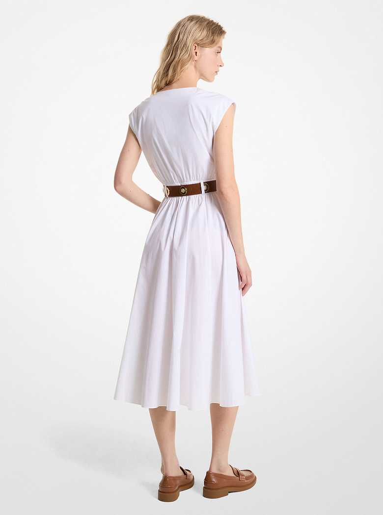 Michaelkors Stretch Organic Cotton Poplin Midi Branco | SN-MK26673