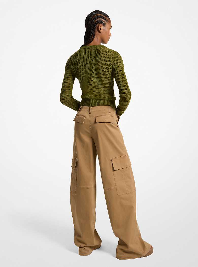 Michaelkors Stretch Organic Cotton Wide-Leg Marrom Escuro | SN-MK26572
