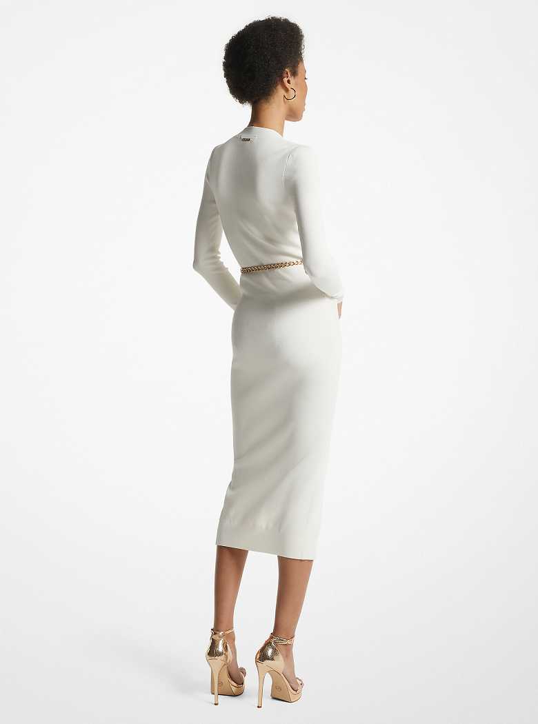 Michaelkors Stretch Viscose Belted Midi Bege | SN-MK26697