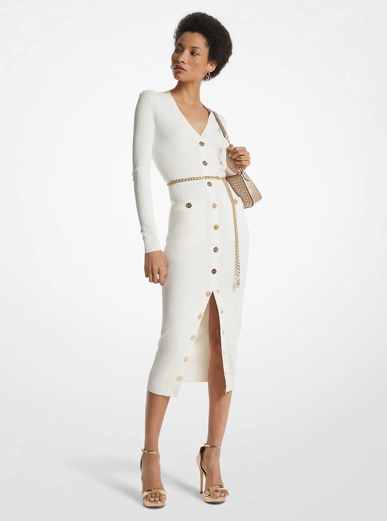 Michaelkors Stretch Viscose Belted Midi Bege | SN-MK26697