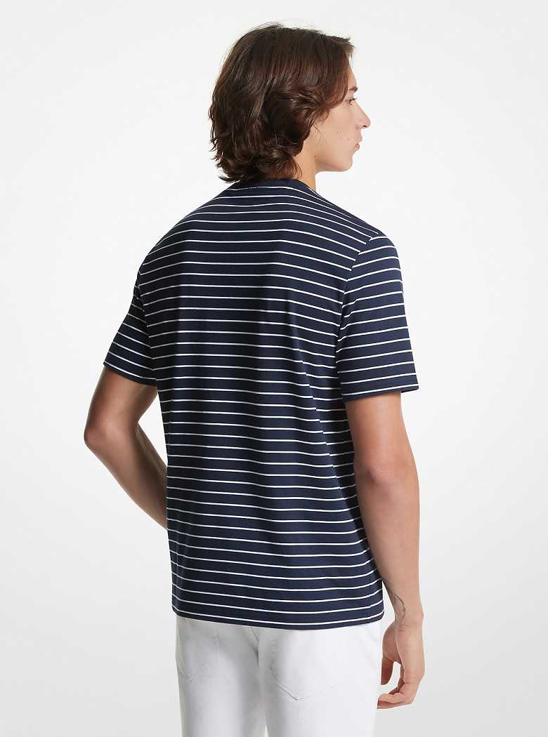 Michaelkors Striped Pima Cotton Blend Piqué Azuis | SN-MK27952